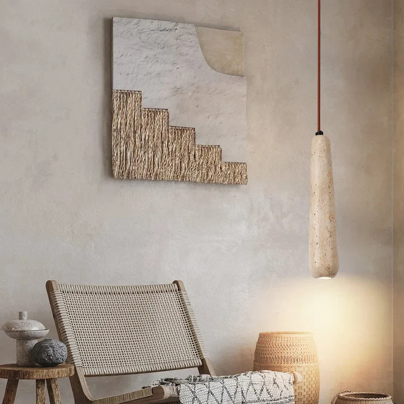 Afralia™ Stone Art Pendant Lamp: Vintage LED Chandelier for Bedroom, Retro Decor Lighting Fixtures