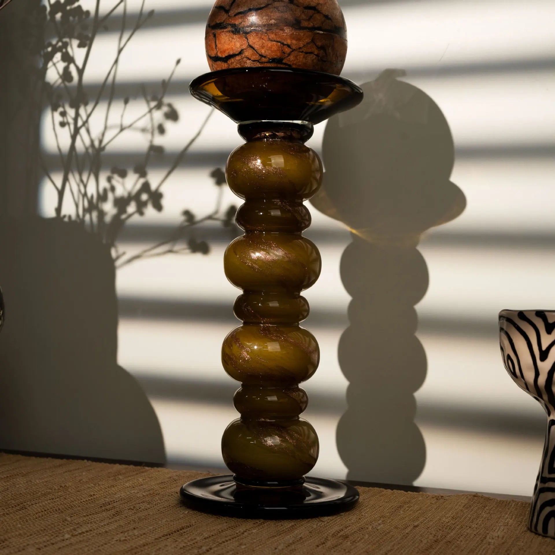 Afralia™ Glass Candlestick Geometric Pebbles Candle Holder for Wedding Centerpieces