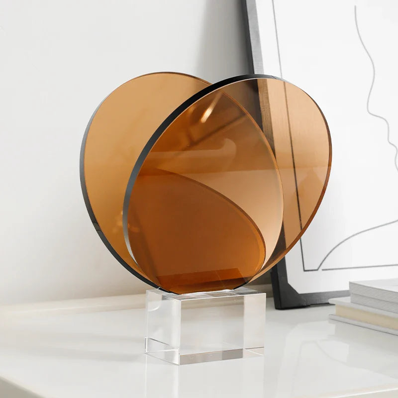 Afralia™ Acrylic Crystal Bookshelf Magazine Rack Geometric Circular Ornaments Amber Figurines
