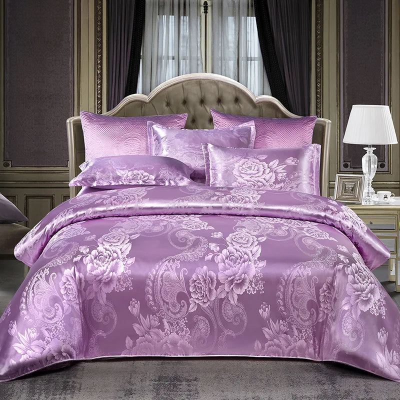 Afralia™ Jacquard Satin Summer Bedding Set - Elegant & Skin Friendly Duvet Cover - Single/Double Size