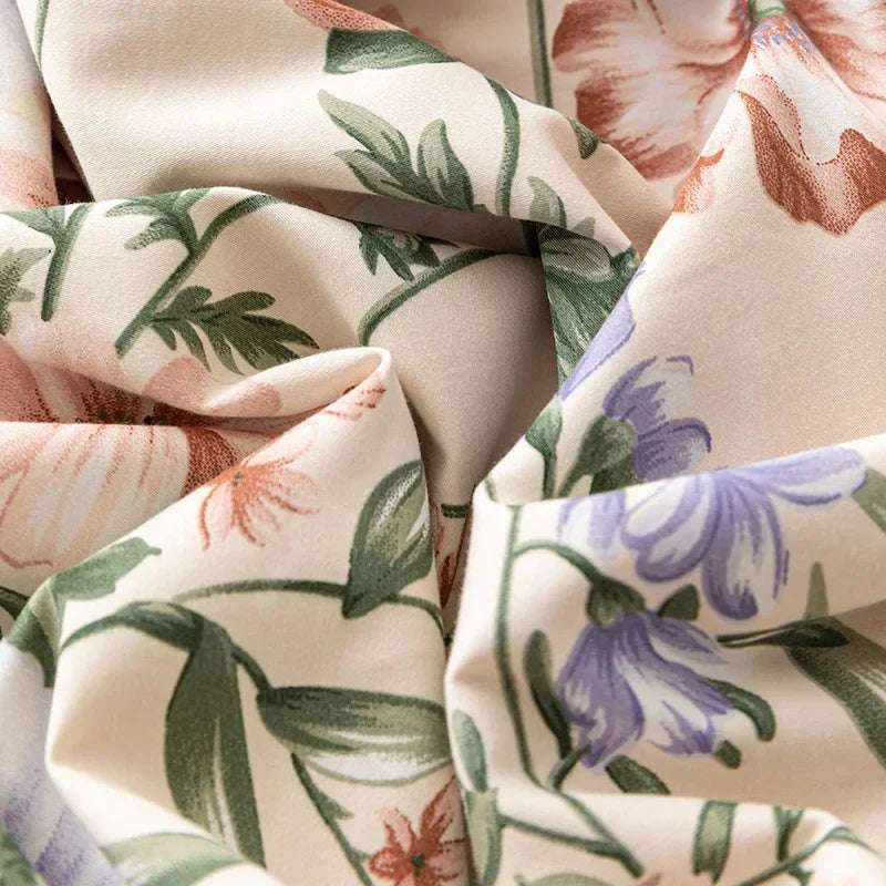 Afralia™ 100s Egyptian Cotton Bedding Set: Queen King RU Print Sheet Pillowcase Quilt Cover