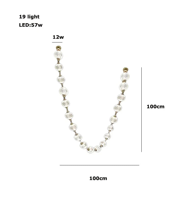 Afralia™ Pearl Necklace Design LED Chandelier for Dining Room Staircase Decor