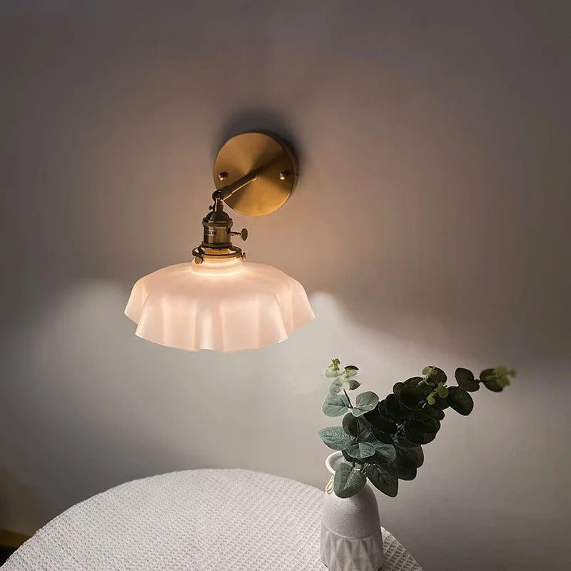 Afralia™ Nordic Glass Knob Switch LED Wall Sconce - Copper Stair Light Fixtures