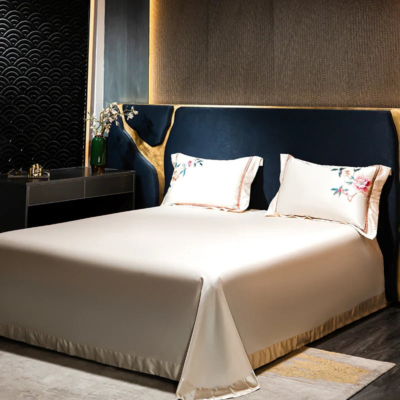 Afralia™ Peony Embroidery Luxury 1200TC Egyptian Cotton Bedding Set