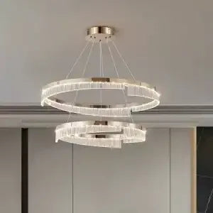 Afralia™ Pale Gold Ring LED Chandelier, Italian Art Deco Design for Living Room, Bedroom, Dining Room