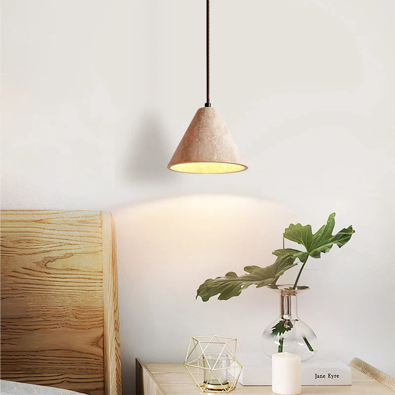 Afralia™ Yellow Travertine Stone LED Pendant Lamp - Vintage Hanging Lighting