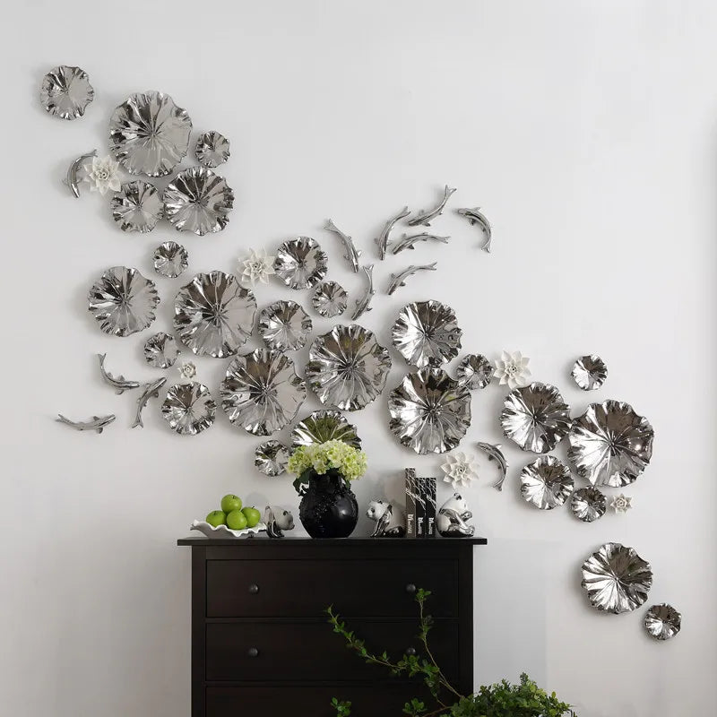 Afralia™ Ceramic Goldfish Lotus Leaf Wall Decoration Set