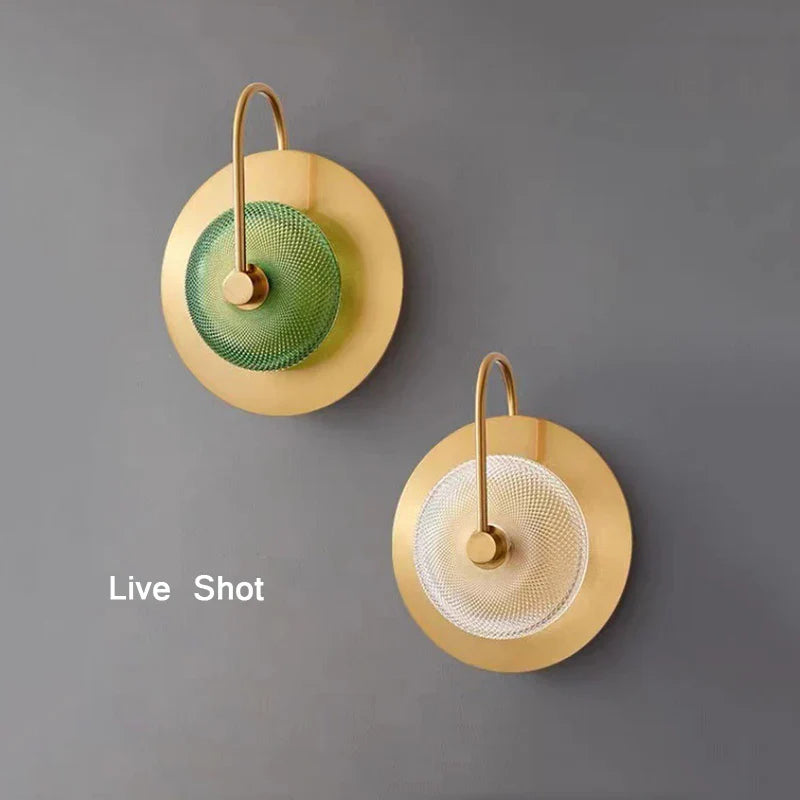 Afralia™ Circular Green Copper Wall Lamp - Modern Nordic LED Decor for Living Room