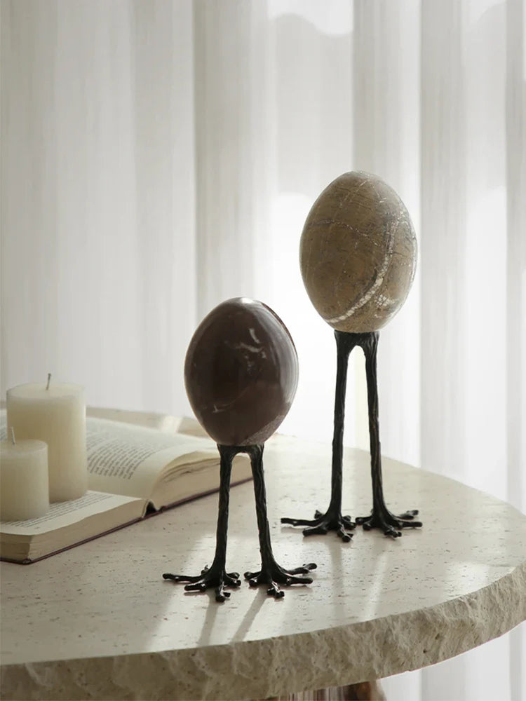 Afralia™ Marble Egg Decor: Vintage Claw Home Ornaments for Living Room & Bedroom