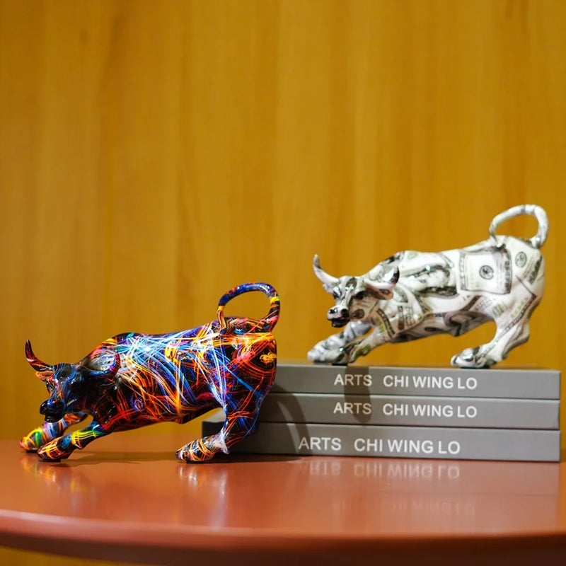 Afralia™ Wall Street Bull Sculpture | Modern Office Desk Decor and Home Accessories