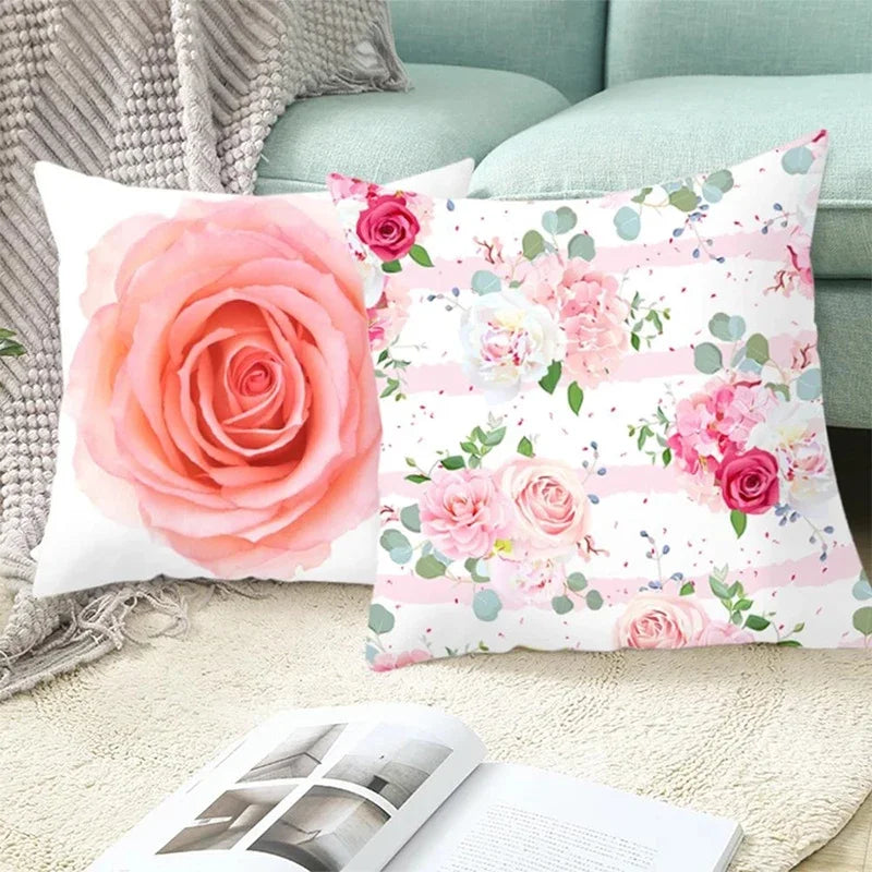Pink Patterned Afralia™ Decorative Throw Pillow Cover for Car, Chair, Bed & Sofa