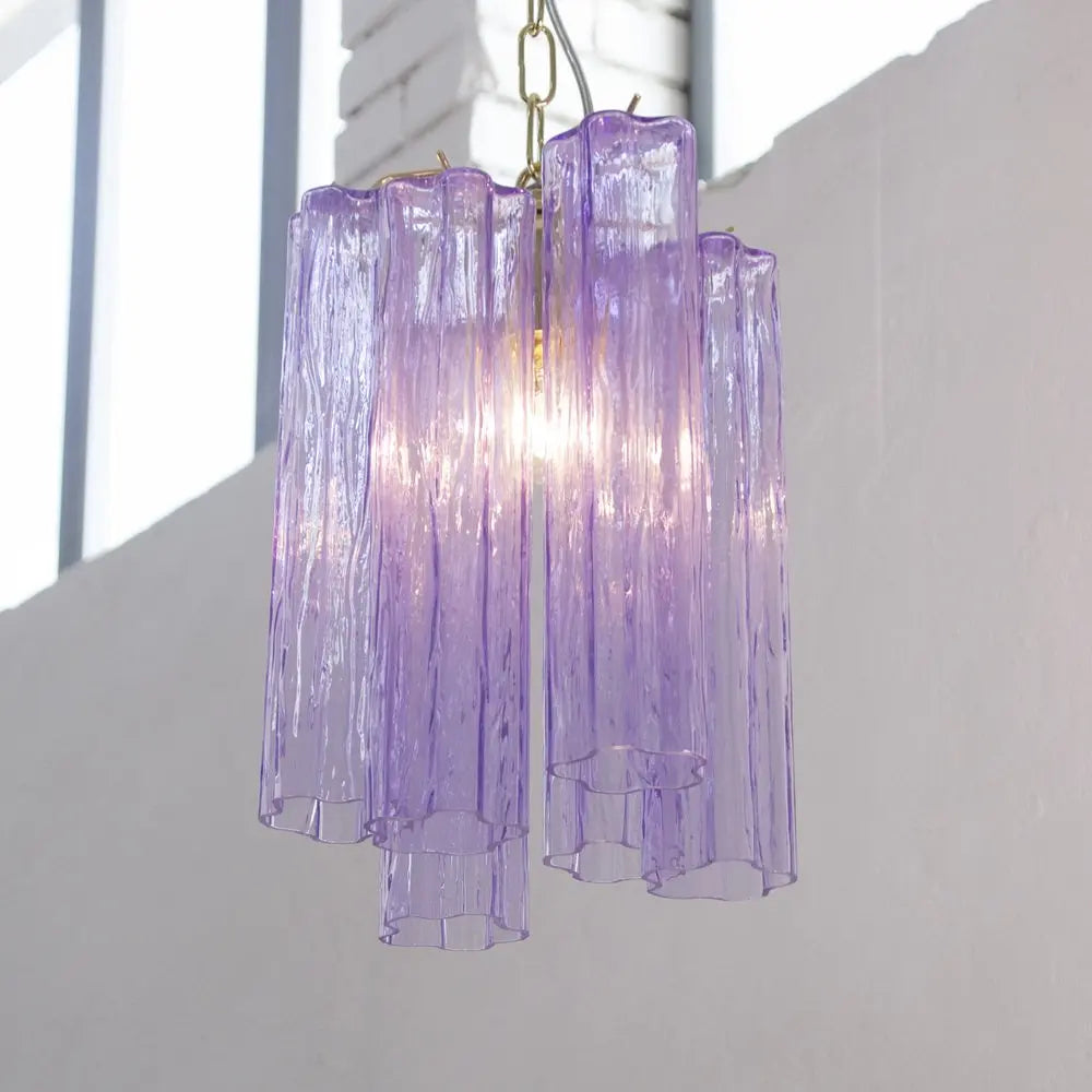 Afralia™ Purple Plum Glass LED Chandelier for Dining Room Ceiling Lighting