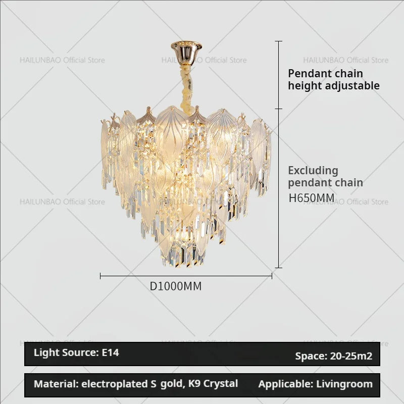 Afralia™ French Crystal Chandelier Cream Wind Lighting Elegant Luxury Lights