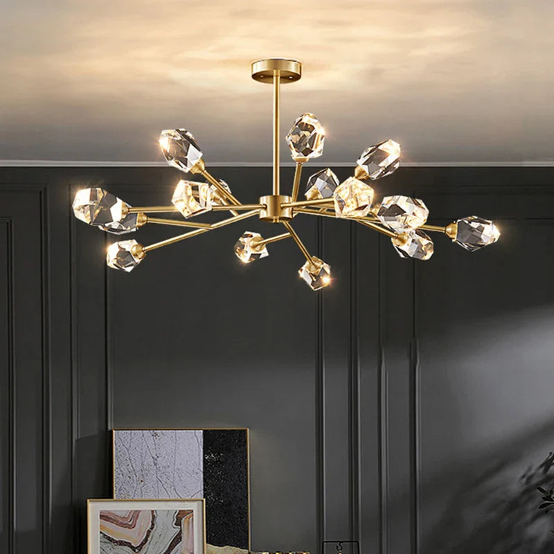 Afralia™ Modern Diamond Crystal Chandelier LED Light Fixtures for Kitchen Living Room