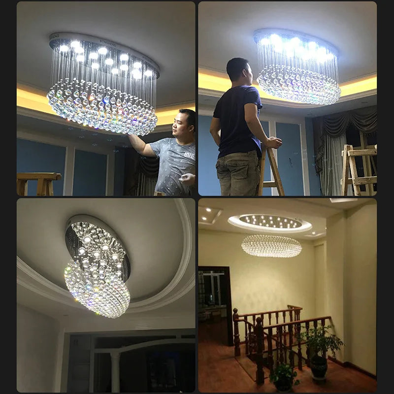 Afralia™ Crystal Flush Mount Chandelier: Modern Contemporary Lighting