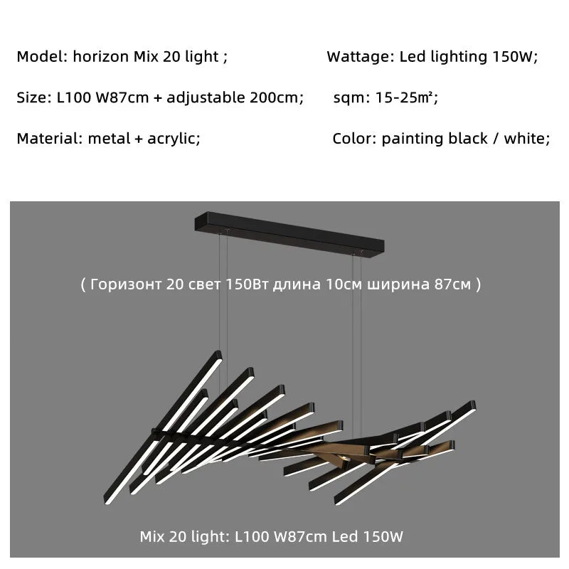 Afralia™ Modern Luxury LED Chandelier Adjustable Pendant Light Black/White Metal