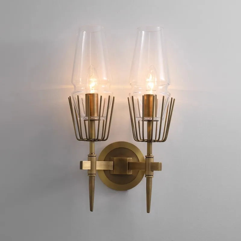Afralia™ Nordic Modern Brass Crystal Glass Wall Sconce for Luxury Bedroom & Hotel Decoration