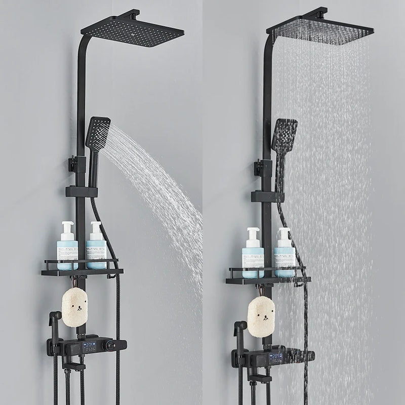 Afralia™ Thermostatic Shower Faucet with Digital Display and Rain Shower Head