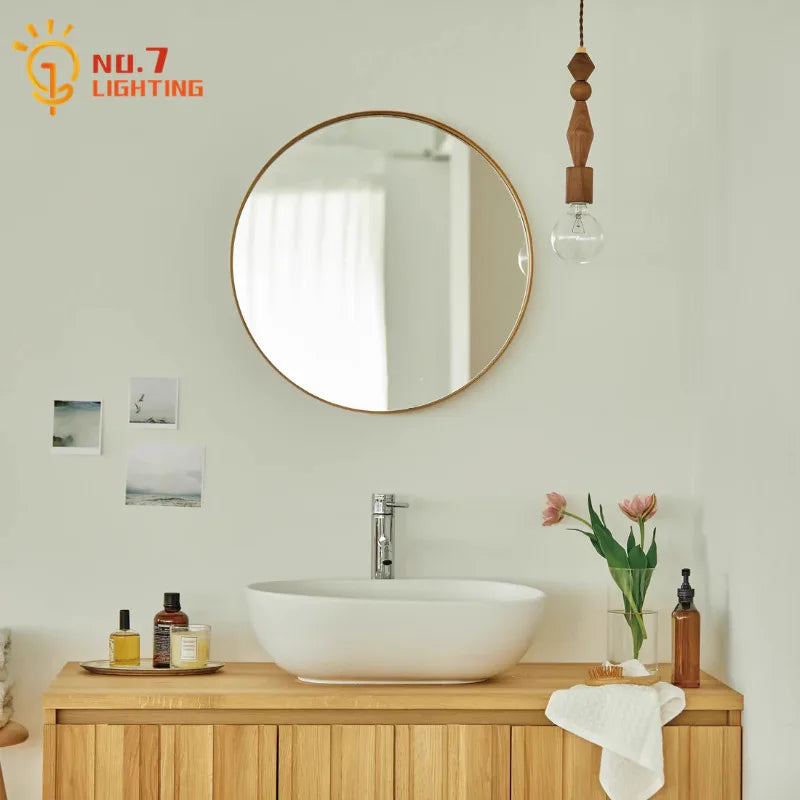Afralia™ Wood Glass LED Pendant Light for Restaurant Bar Bedroom Decor