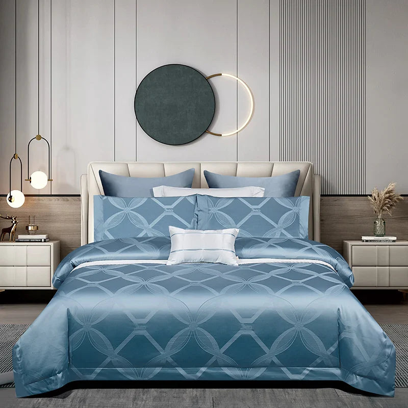Afralia™ Luxury Egyptian Cotton Jacquard Bedding Set, Silky Soft Queen Size, 1400TC