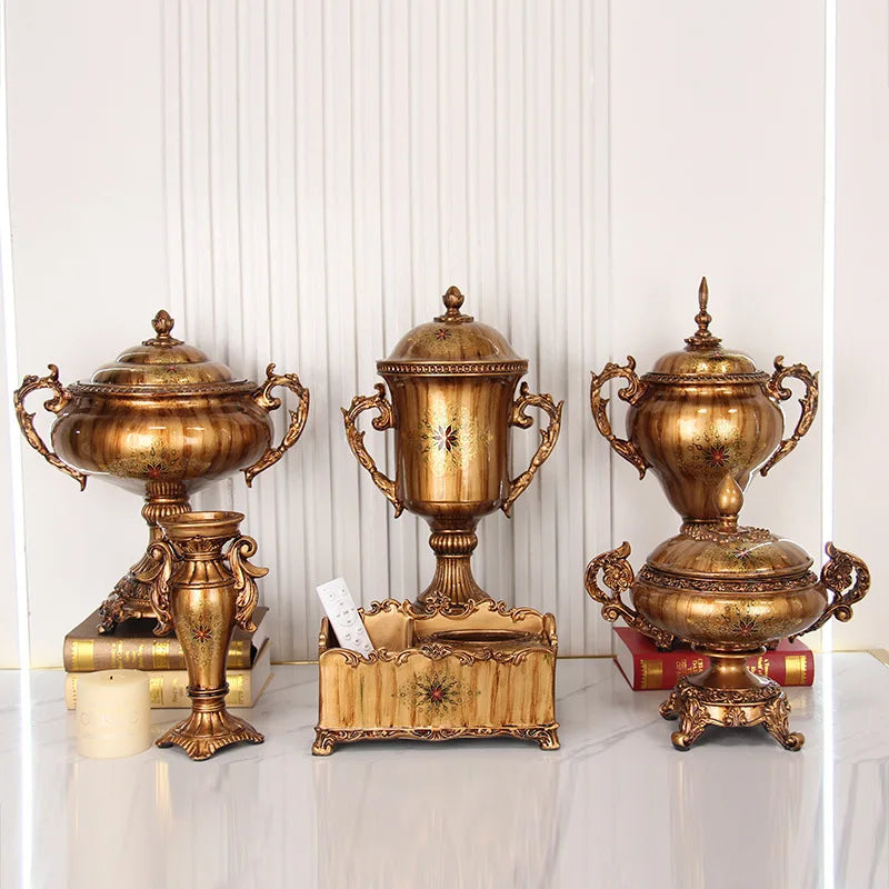 Afralia™ Resin Relief Jar: European Style Decorative Vase & Storage Container