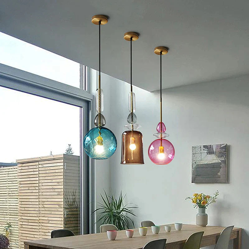 Afralia™ Glass Pendant Light: Nordic Style Hanging Lamp for Bedroom Living Room Decor