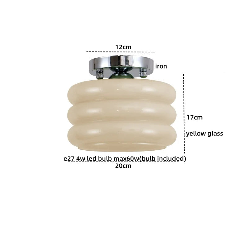 Afralia™ Creamy Glass Iron LED Ceiling Light - Modern Indoor Lighting Fixtures