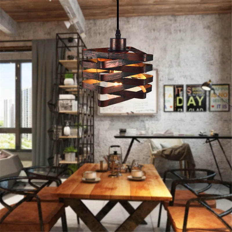 Afralia™ Retro Pendant Light: Vintage Industrial Style Loft Hanging Lamp Iron Rustic Lighting