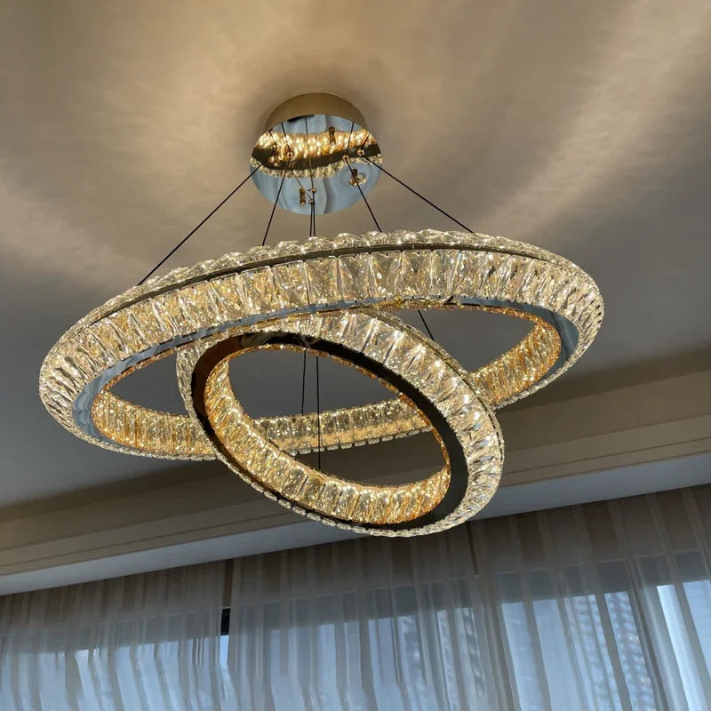 Afralia™ Modern Crystal Chandelier LED Pendant Lamp for Elegant Home Decor