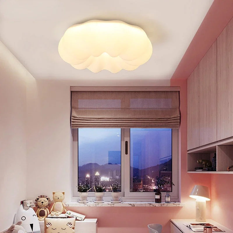 Afralia™ White Cloud LED Chandelier for Children's Room and Living Area