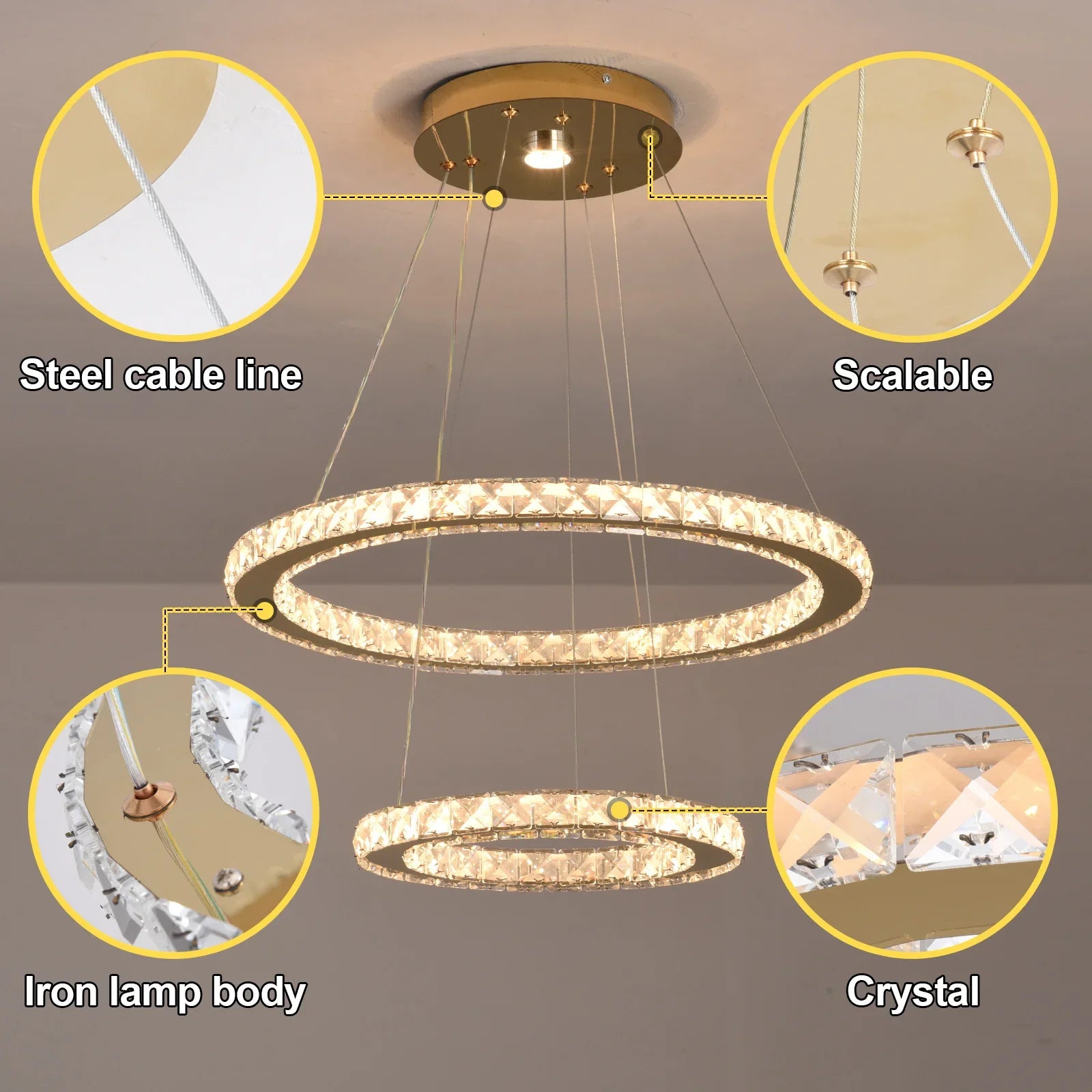 Afralia™ Crystal Pendant LED Chandelier for Modern Living Room Kitchen Decor
