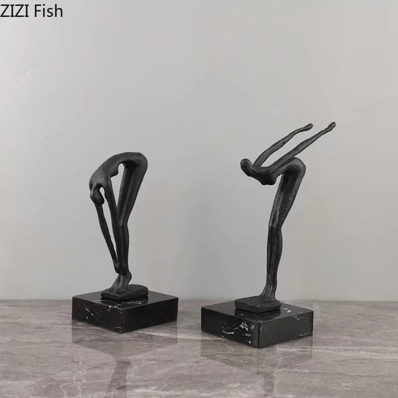 Afralia™ Gymnast Statue Desk Ornament Metal Sculpture Room Decor