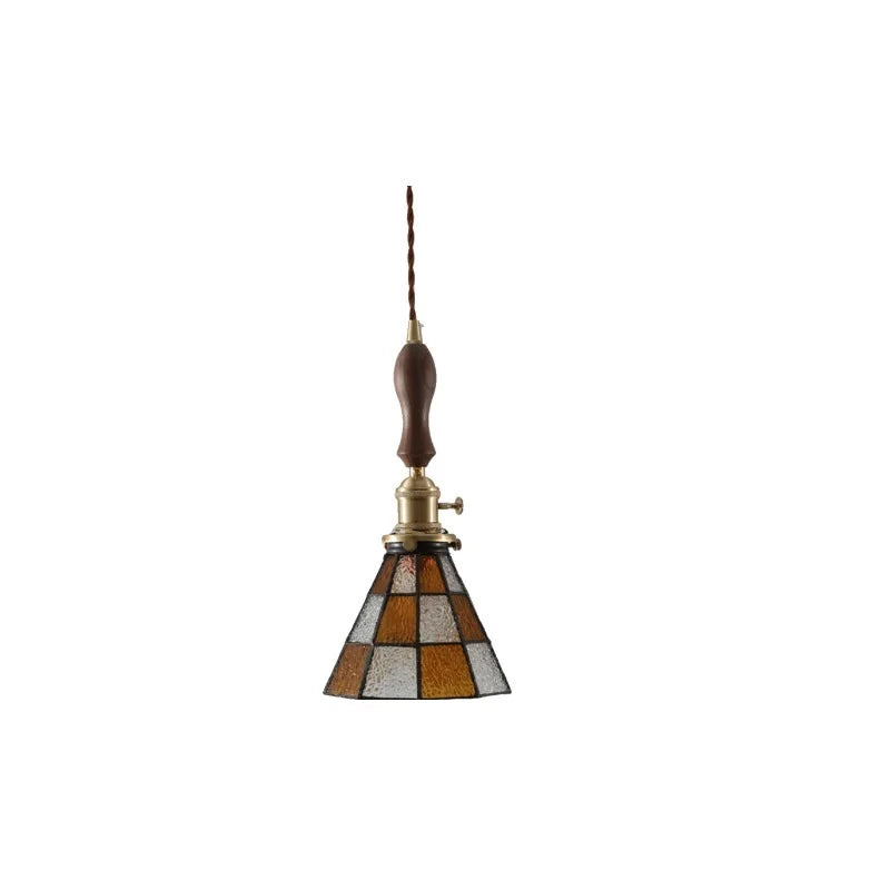 Afralia™ Green Glass LED Pendant Lights American Vintage Hanging Lamp