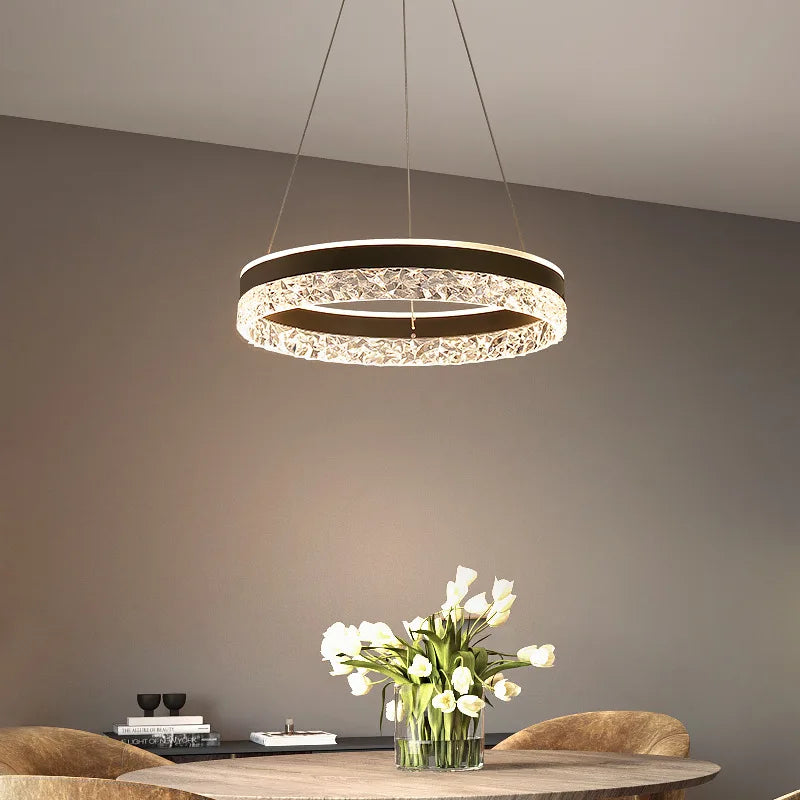 Afralia™ Crystal Ring LED Pendant Light - Modern Home Lighting for Bedroom and Restaurant