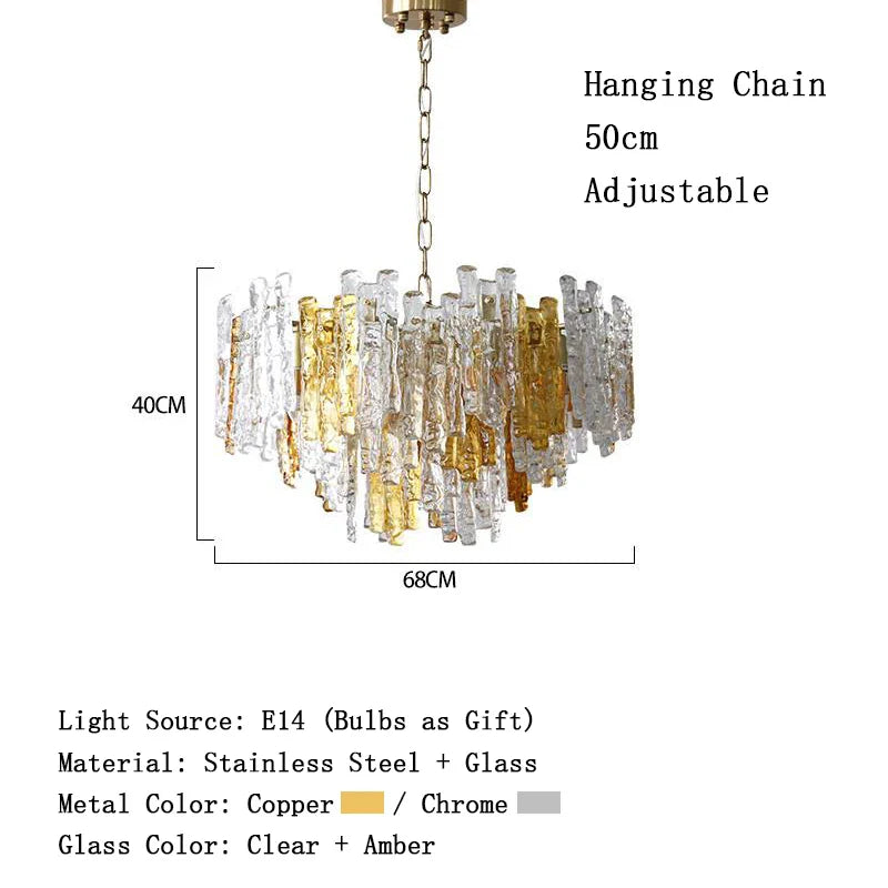 Afralia™ Icicle Glass Ceiling Pendant Light - Dimmable Dining Room Chandelier