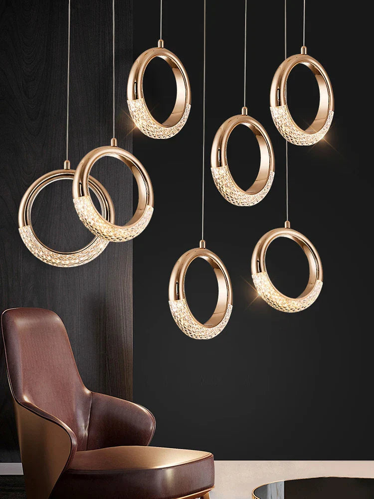 Afralia™ Circle Ring LED Chandelier Light for Luxe Living Spaces