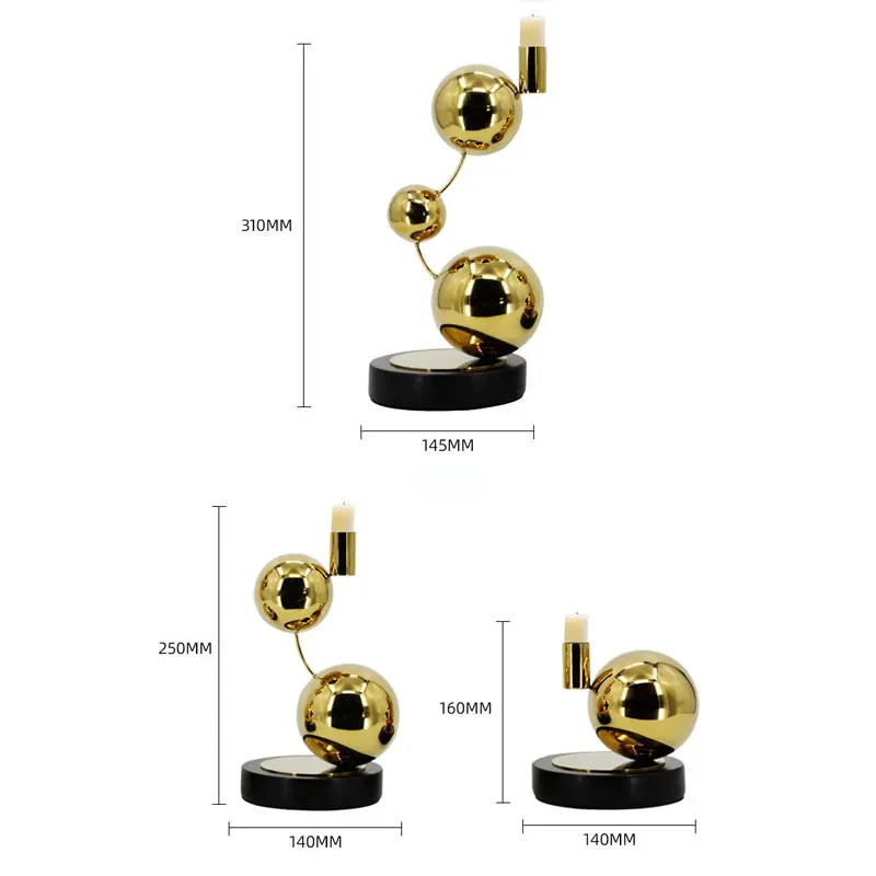 Afralia™ Nero Marquina Marble & Gold Stainless Steel Candle Holder