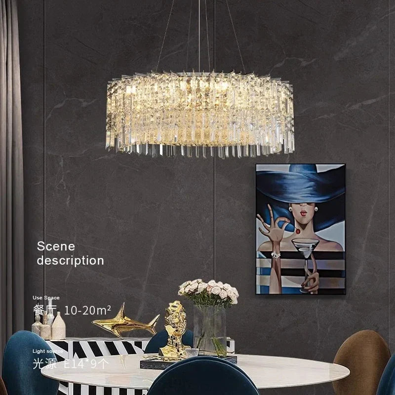 Afralia™ Crystal Chandeliers LED Ceiling Pendant Lights for Home Living Dining Room