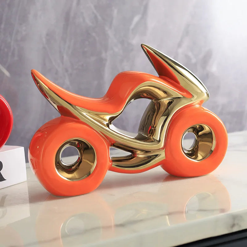Afralia™ Ceramic Motorcycle Light Decoration for Living Room, Porch, Dining Side
