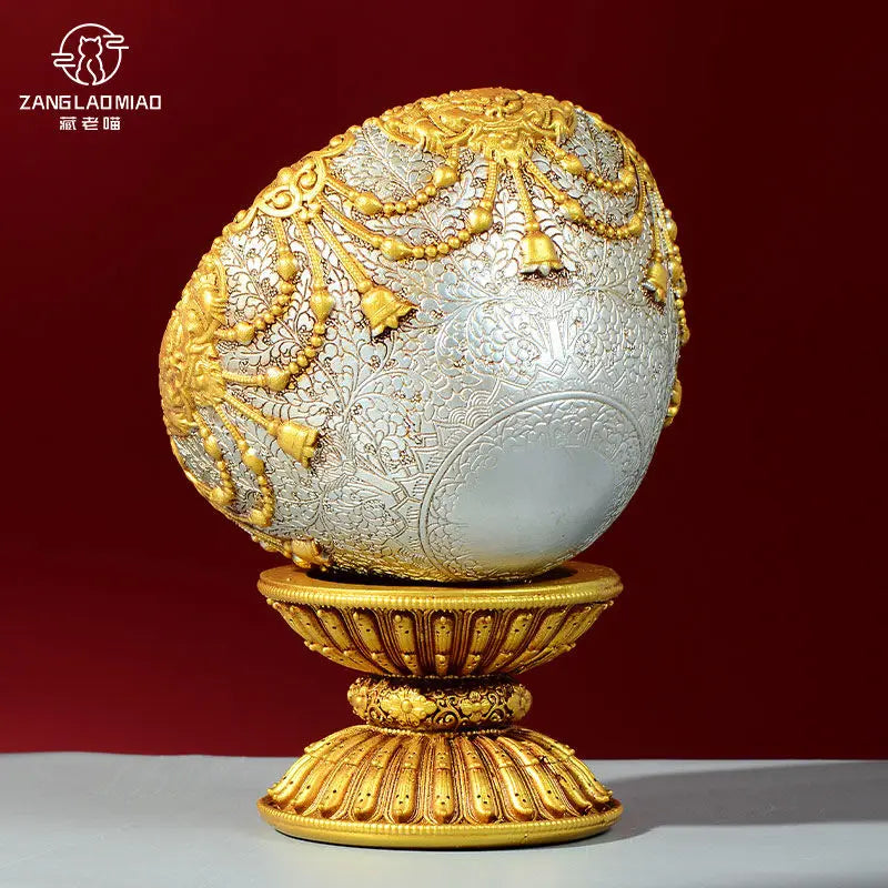 Afralia™ Resin Shakyamuni Buddha Handheld Carved Bowl, Eight Auspicious Household Mouni Bowl