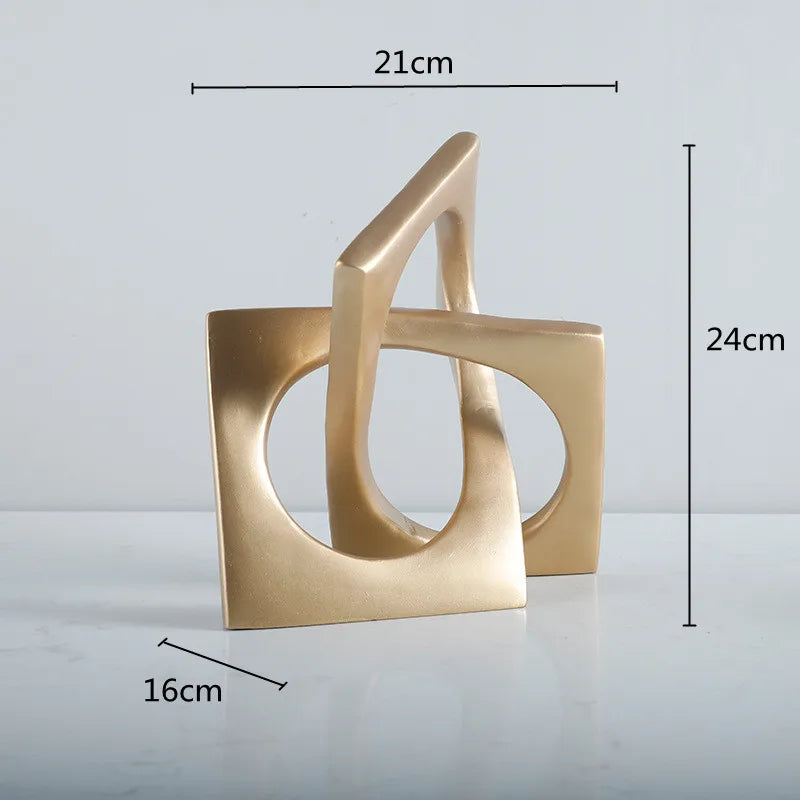 Afralia™ Geometric Cross Square Ring Sculpture White - Home Decor Ornament