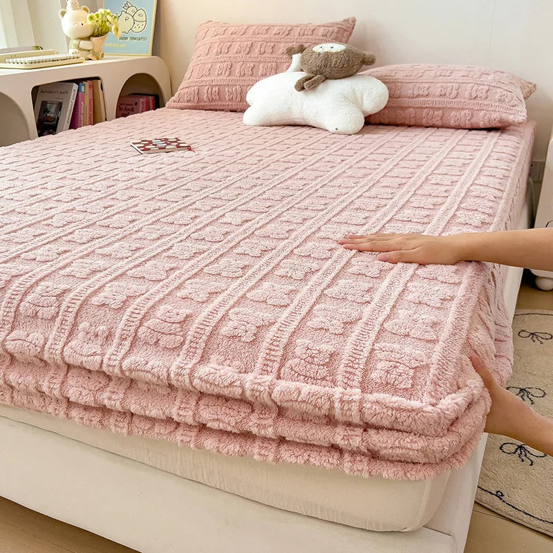 Afralia™ Taffeta Jacquard Bear Fitted Mattress Cover Queen Protector