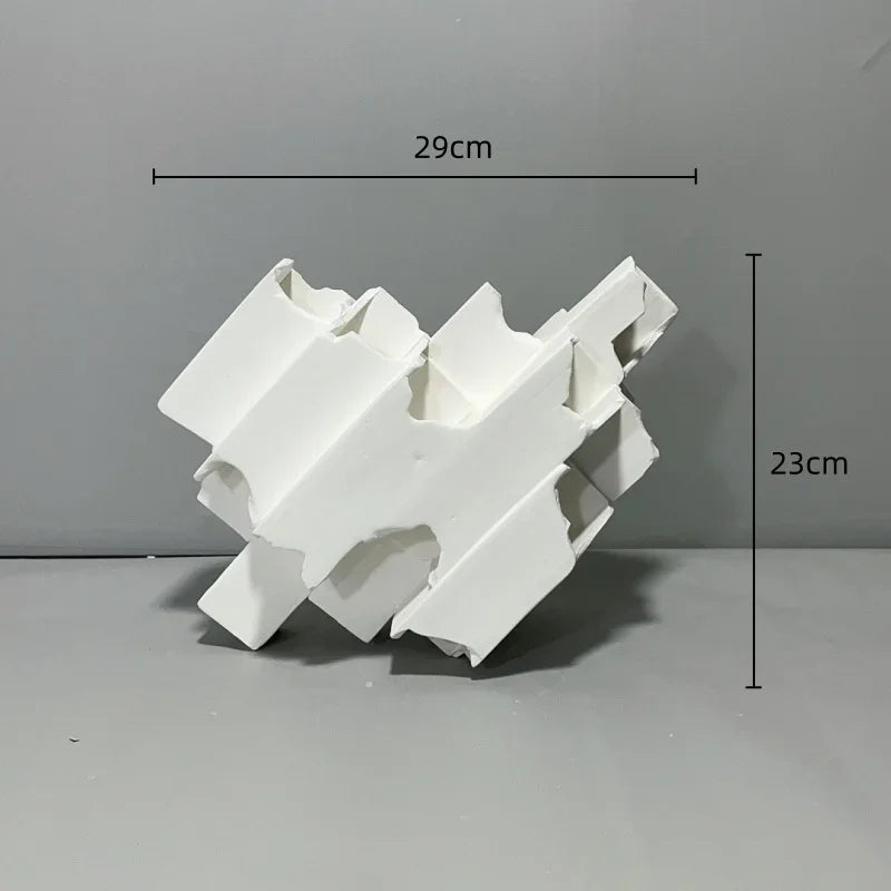 Afralia™ Geometric Ceramics Flower Arrangement Sculpture Square Pipe Irregular Decor