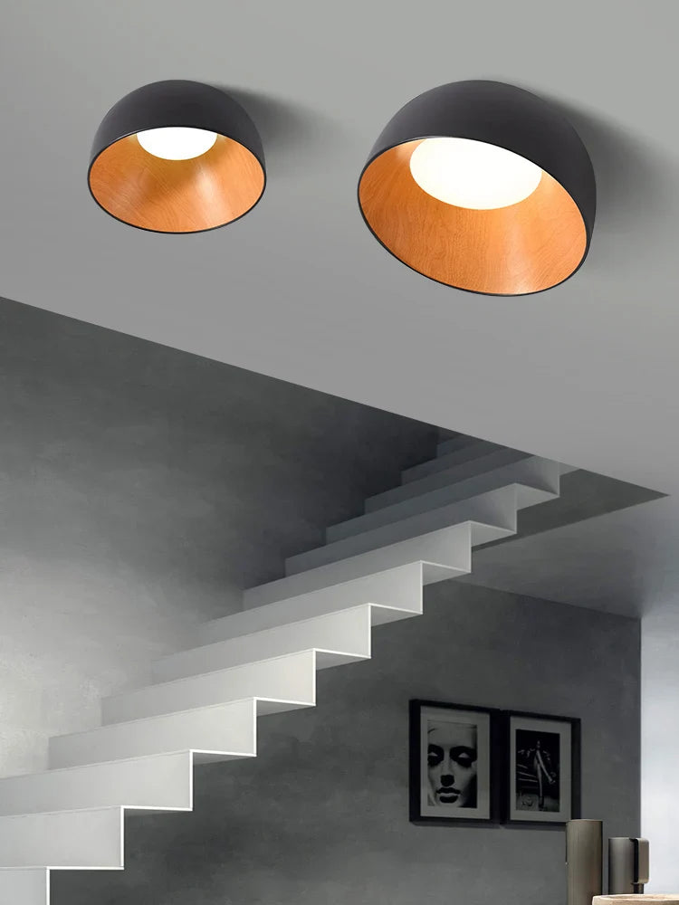 Afralia™ Wood Grain Bevel Ceiling Lamp for Corridor Bedroom Living Room