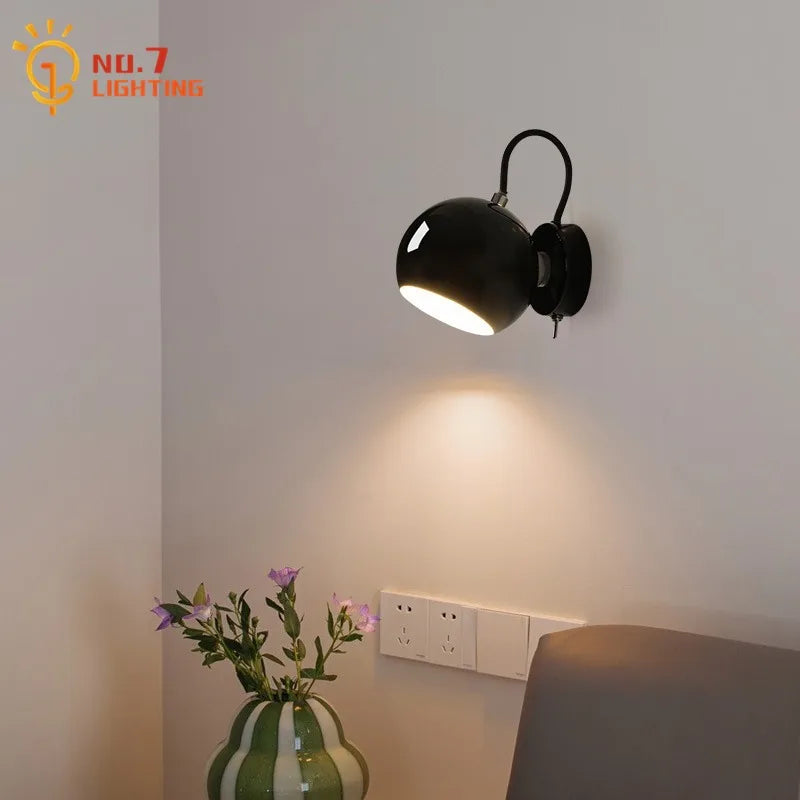 Afralia™ Cream Wind LED Wall Lamp, Rotatable Minimalist Iron Art Sconces for Bedroom & Living Room