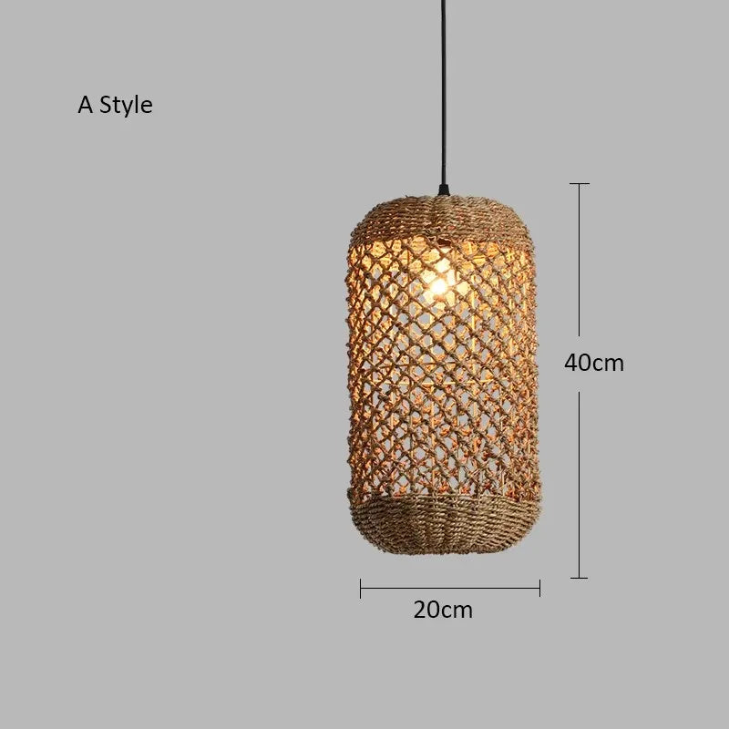 Afralia™ Hand-woven Natural Rattan Chandelier Pendant Light for Living Room Décor