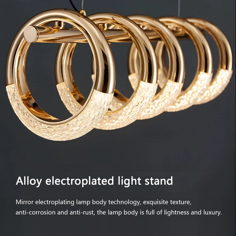 Afralia™ Gold Acrylic Circle Ring LED Pendant Chandelier