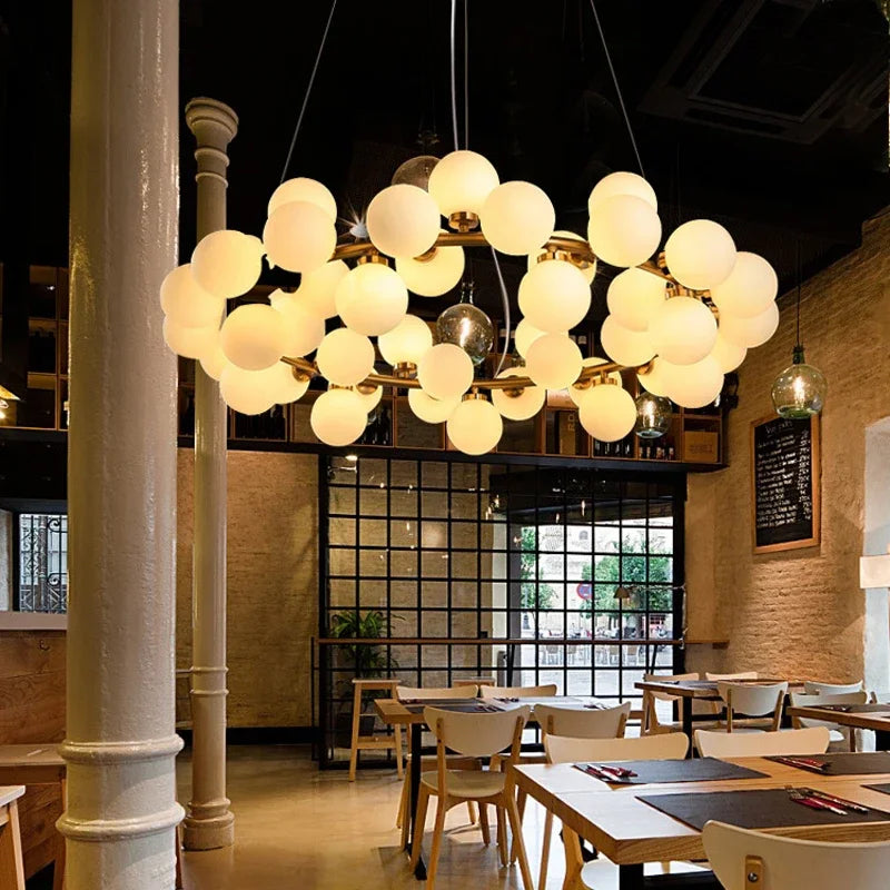 Afralia™ Glass Ball LED Chandelier Pendant for Living Dining Room