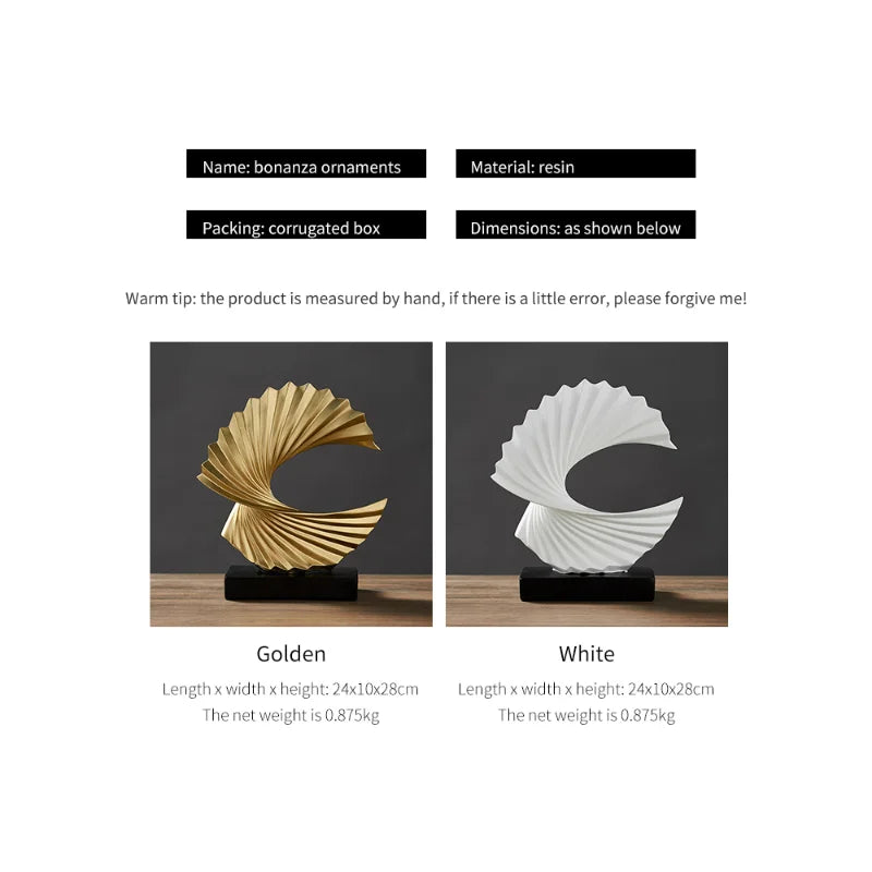 Afralia™ Golden Resin Abstract Sculpture for Modern Home & Office Decor