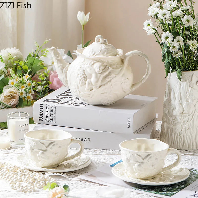 Afralia™ Angel Relief Ceramic Tableware Set